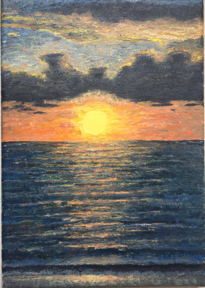 Impressionistic painting of a mauritian sunset